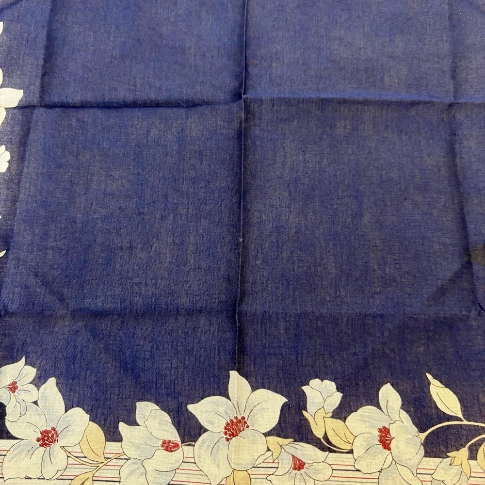 Pierre Balmain Navy/White/Cream Floral Handkerchief/Bandana Scarf size 17” - Picture 3 of 10